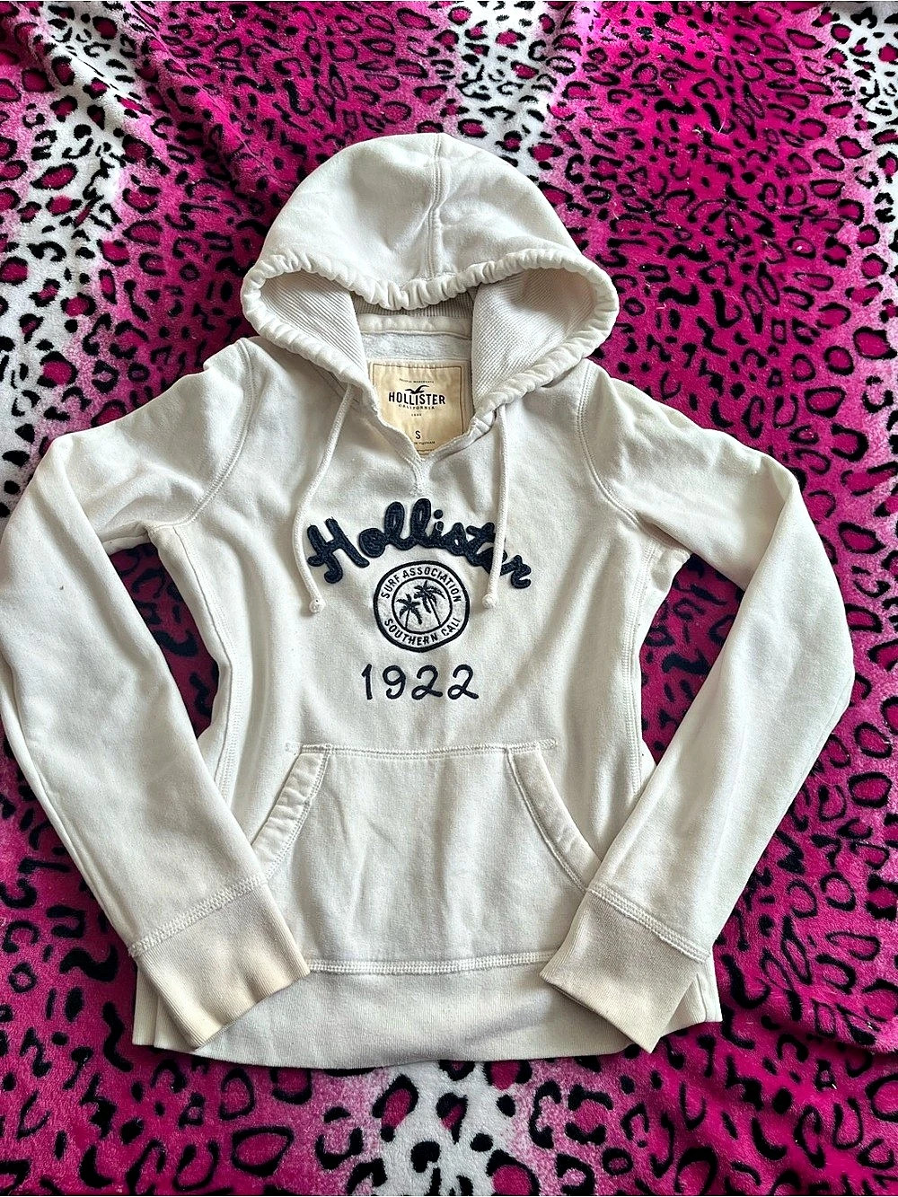 Hollister 1922 Graphic Hoodie Graphic Pullover Hoodie in White Size Small